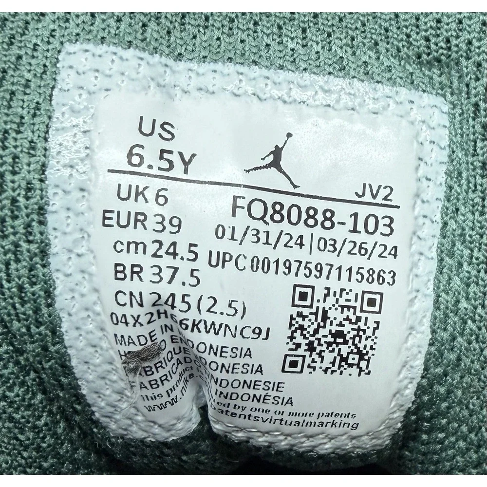 Air Jordan 1 Mid Oxidized Green Size 6.5 Y GSSneakers Grey White 2024 FQ8088-103
